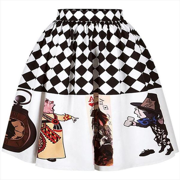 summer high waist alice womens skirt in wonderland print pleated a line lolita saia midi tutu faldas, Black
summer high waist alice womens skirt in wonderland print pleated a line lolita saia midi tutu faldas, Black
