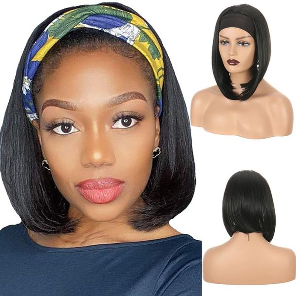 synthetic wigs 2021 headband wig hair short bob natural black color head band half for women
synthetic wigs 2021 headband wig hair short bob natural black color head band half for women