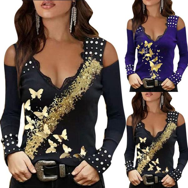 women's blouses & shirts butterfly print off shoulder elegant women 2021 casual v neck lace shirt slim fashion ladies sling tee 2xl, White
women's blouses & shirts butterfly print off shoulder elegant women 2021 casual v neck lace shirt slim fashion ladies sling tee 2xl, White