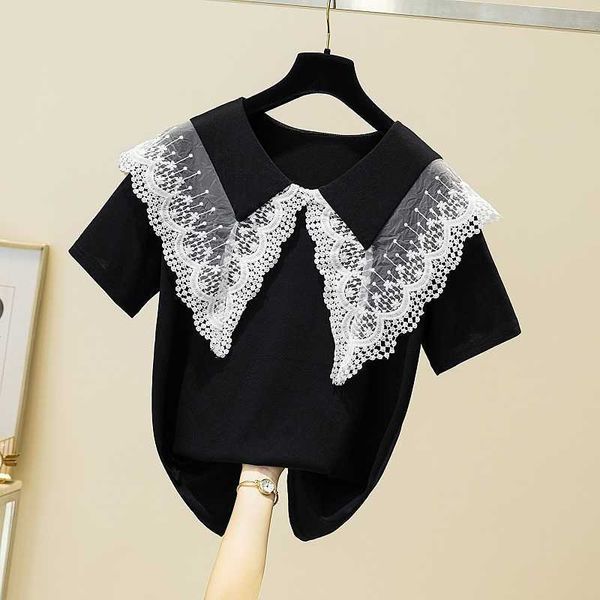 & tees summer clothing preppy style black lace ruffles sailor collar tshirt loose short sleeve chic casual retro contrast 210610, White
& tees summer clothing preppy style black lace ruffles sailor collar tshirt loose short sleeve chic casual retro contrast 210610, White