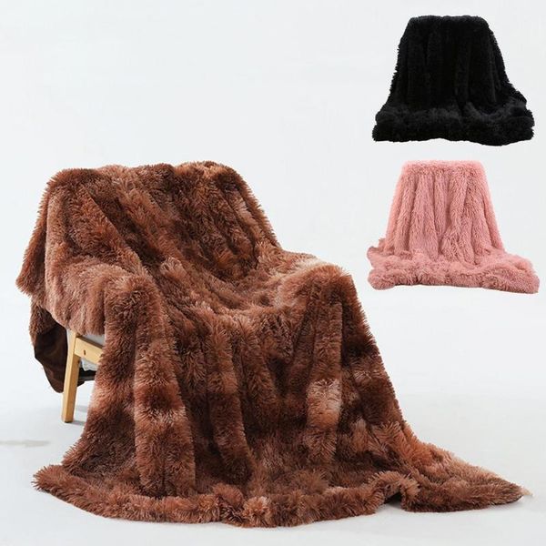 blankets soft couch blanket double layers fluffy super faux fur throw machine washable for sofa b