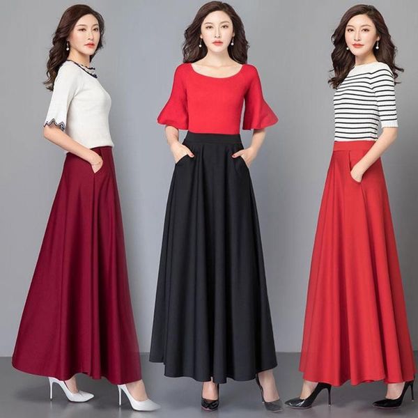 skirts women fall winter elegant pleated high waist a-line solid color expansion skirt polyester long, Black
skirts women fall winter elegant pleated high waist a-line solid color expansion skirt polyester long, Black