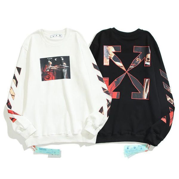 mary meichao virgin brand off religious oil painting printing round neck men's and women's sweater back arrow loose couple, Black
mary meichao virgin brand off religious oil painting printing round neck men's and women's sweater back arrow loose couple, Black