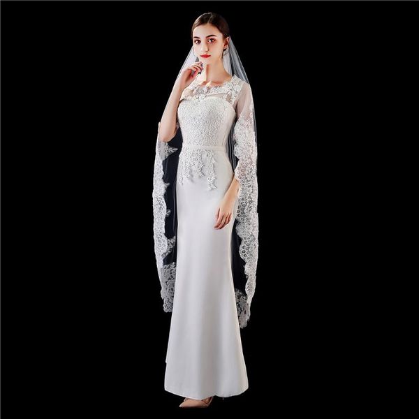 bridal veils wedding veil with comb long white lace appliques edge elegant decorations one layers veu de noiva catedral, Black
bridal veils wedding veil with comb long white lace appliques edge elegant decorations one layers veu de noiva catedral, Black