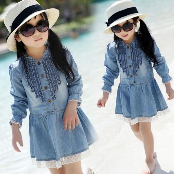 girl's dresses o-neck denim lace children dress long sleeve for girls jurkjes meisjes girl gress 6bs002, Red;yellow
girl's dresses o-neck denim lace children dress long sleeve for girls jurkjes meisjes girl gress 6bs002, Red;yellow
