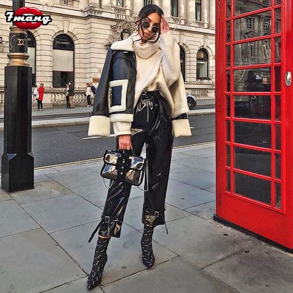 women's pants & capris 7mang black pu wide leg women cool mortorcycle high waist straight flocking thicken female leather ankle-length, Black;white
women's pants & capris 7mang black pu wide leg women cool mortorcycle high waist straight flocking thicken female leather ankle-length, Black;white