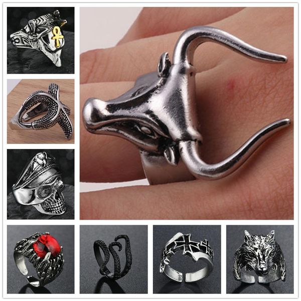 designer rings vintage gothic wolf head ring men bull skull ocs starfish dragon cross punk jewelry evil eye ball anel, Golden;silver
designer rings vintage gothic wolf head ring men bull skull ocs starfish dragon cross punk jewelry evil eye ball anel, Golden;silver