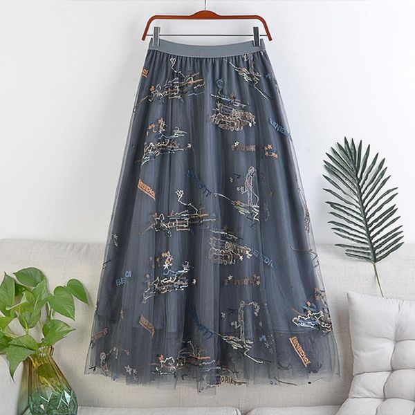 skirts high-waisted thinlarge-length elastic waist double-layer mesh letter embroidery mid-length skirt autumn winter women 296, Black
skirts high-waisted thinlarge-length elastic waist double-layer mesh letter embroidery mid-length skirt autumn winter women 296, Black