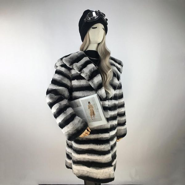 women's fur & faux real coat women long winter big hood natural rex jackets striped jacket warm oversize, Black
women's fur & faux real coat women long winter big hood natural rex jackets striped jacket warm oversize, Black