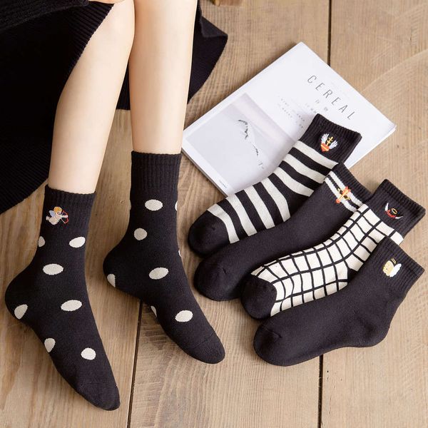 winter thickened terry black white with cartoon