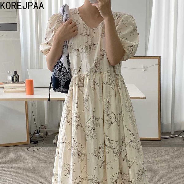 korejpaa women dress korea chic summer retro temperament round neck fold high waist loose floral bubble sleeve long vestido 210526, Black;gray
korejpaa women dress korea chic summer retro temperament round neck fold high waist loose floral bubble sleeve long vestido 210526, Black;gray