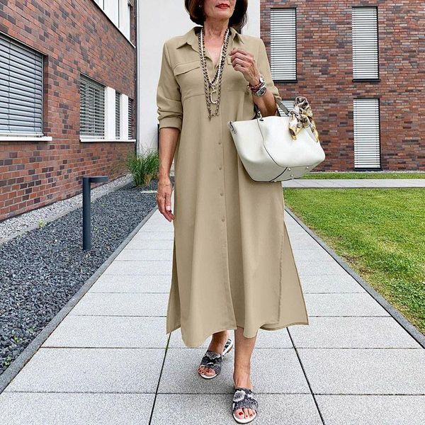 casual dresses elegant shirt dress 2021 vonda women long sleeve retro maxi solid lapel collar button up vestidos oversize, Black;gray
casual dresses elegant shirt dress 2021 vonda women long sleeve retro maxi solid lapel collar button up vestidos oversize, Black;gray