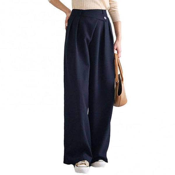 women's pants & capris women high waist solid color irregular waistband wide leg loose trousers, Black;white
women's pants & capris women high waist solid color irregular waistband wide leg loose trousers, Black;white