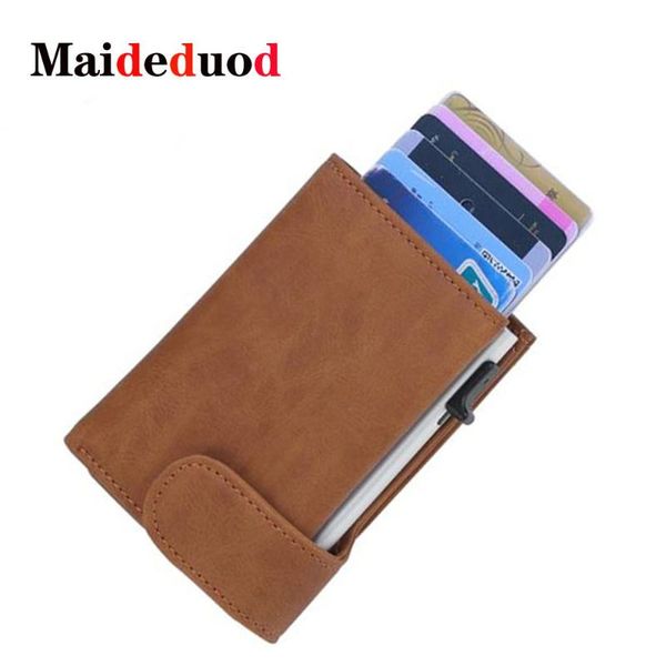 card holders maideduod genuine leather smart business cardholder rfid men holder wallets case metal minimalist wallet, Brown;gray
card holders maideduod genuine leather smart business cardholder rfid men holder wallets case metal minimalist wallet, Brown;gray