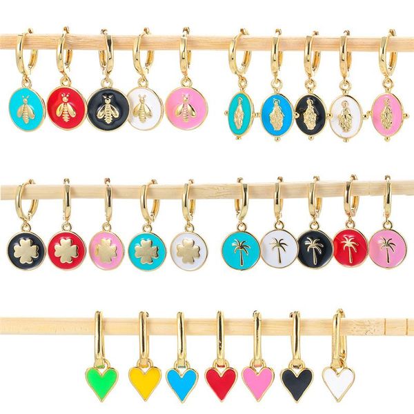 hoop & huggie roxi 1pc copper enamel earrings for women girls colors jewelry earring bee clover heart coconut tree design, Golden;silver
hoop & huggie roxi 1pc copper enamel earrings for women girls colors jewelry earring bee clover heart coconut tree design, Golden;silver
