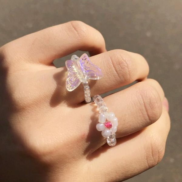 lovely summer korean colorful transparent beads butterfly flower rings for women party vacation jewelry gifts cluster, Golden;silver
lovely summer korean colorful transparent beads butterfly flower rings for women party vacation jewelry gifts cluster, Golden;silver