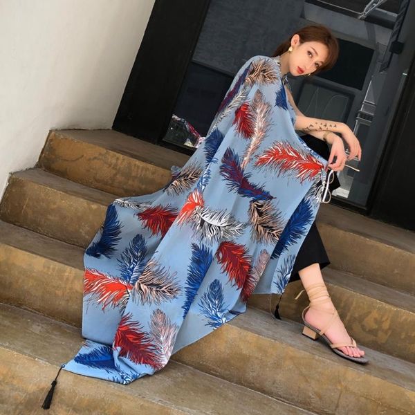 scarves silk scarf women wild summer sunscreen shawl beach towel long gauze outside the female spring and autumn, Blue;gray
scarves silk scarf women wild summer sunscreen shawl beach towel long gauze outside the female spring and autumn, Blue;gray