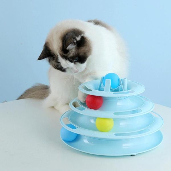 light 4-layer round tower track interactive toy game ball cat turntable with glow toys