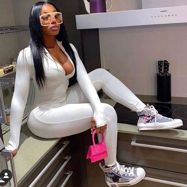 white ribbed bodycon jumpsuit romper women long sleeve front zipper streetwear tight club fitness casual rompers womens jumpsuit, Black;white
white ribbed bodycon jumpsuit romper women long sleeve front zipper streetwear tight club fitness casual rompers womens jumpsuit, Black;white