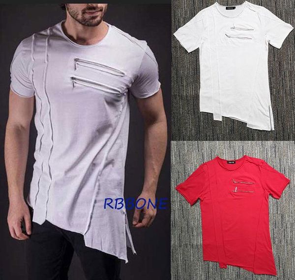 high street fashion cotton zip style t-shirt extended long tee men's t-shirts, White;black
high street fashion cotton zip style t-shirt extended long tee men's t-shirts, White;black