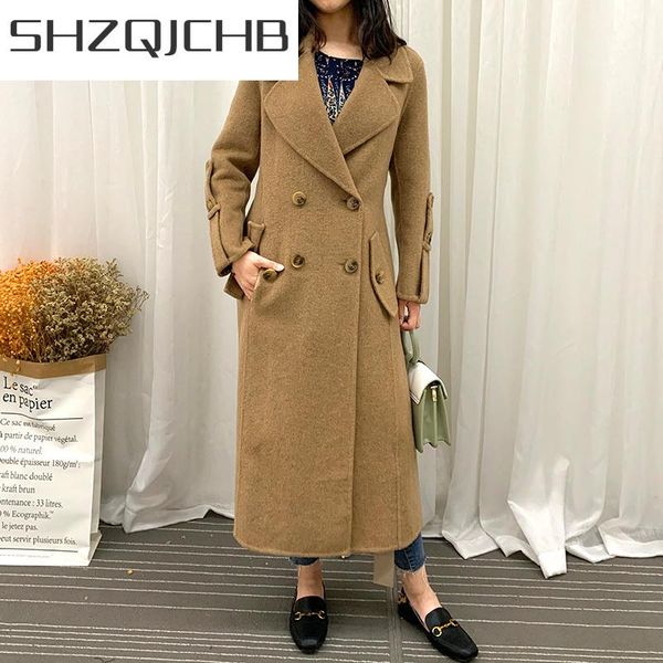 women's wool & blends shzq winter brand coat female autumn clothes 2021 korean elegant double breasted x-long jacket casaco feminino hi, Black
women's wool & blends shzq winter brand coat female autumn clothes 2021 korean elegant double breasted x-long jacket casaco feminino hi, Black