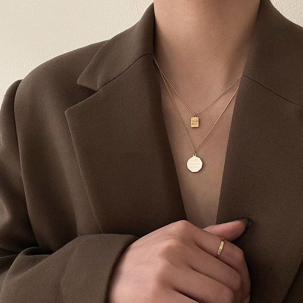 pendant necklaces u-magical textured double layer circle square geometric necklace for women simple letter gold chain jewellery, Silver
pendant necklaces u-magical textured double layer circle square geometric necklace for women simple letter gold chain jewellery, Silver