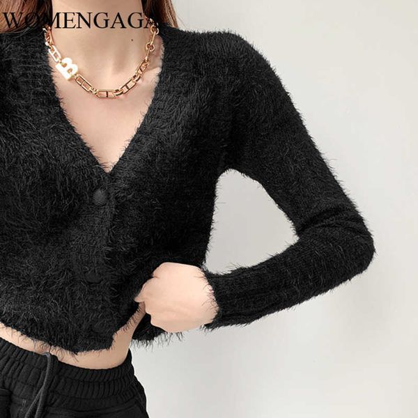 womengaga french mohair knitted pullover's autumn and winter v-neck sweater short navel full sleeve ftgr 210603, White;black
womengaga french mohair knitted pullover's autumn and winter v-neck sweater short navel full sleeve ftgr 210603, White;black