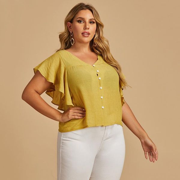 women's blouses & shirts xl to 4xl plus size women ruffles petal sleeveless fashion casual summer v-neck blusas mujer de moda t7084, White
women's blouses & shirts xl to 4xl plus size women ruffles petal sleeveless fashion casual summer v-neck blusas mujer de moda t7084, White