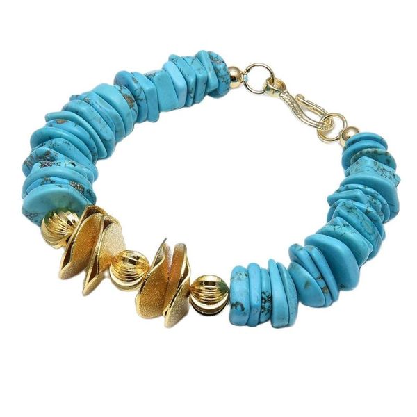 beaded, strands guaiguai jewelry 8" blue om turquoise bracelet gold color plated connector ball handmade for women lady, Black
beaded, strands guaiguai jewelry 8" blue om turquoise bracelet gold color plated connector ball handmade for women lady, Black