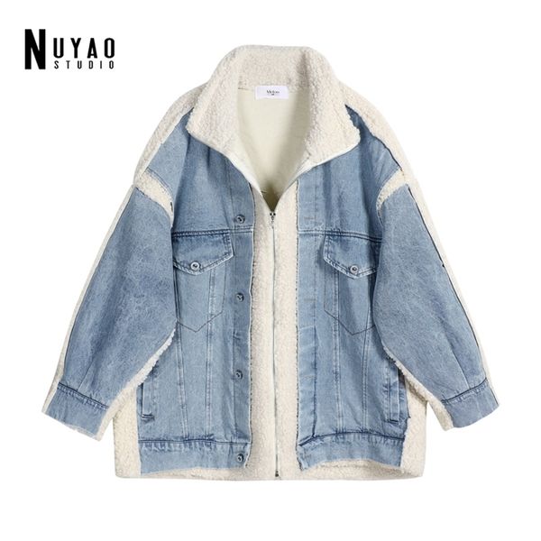 fashion thick warm autumn winter jean coat for women oversized outwear lamb wool coats patchwork denim jackets snow female 211007, Black
fashion thick warm autumn winter jean coat for women oversized outwear lamb wool coats patchwork denim jackets snow female 211007, Black