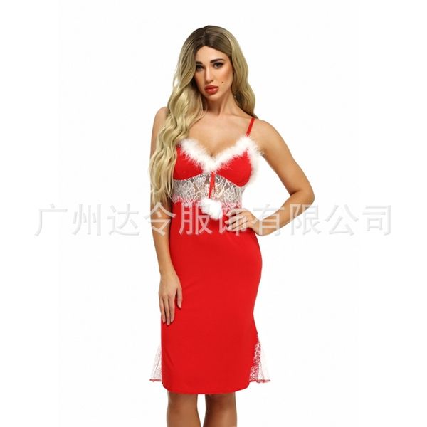 and comfortable modal suspender skirt extended pajamas christmas game suit, Black;white
and comfortable modal suspender skirt extended pajamas christmas game suit, Black;white