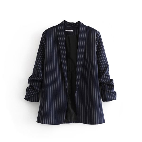 women euro style casual striped print open stitch blazer female side pocket pleat sleeve suit office lady chic ct185 210420, Black
women euro style casual striped print open stitch blazer female side pocket pleat sleeve suit office lady chic ct185 210420, Black
