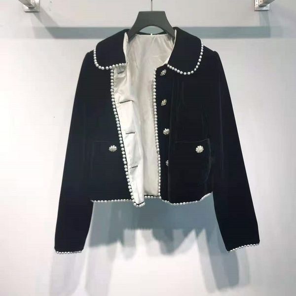 2021 spring fashion jackets women beading turn-down collar pocket patchwork long sleeve casual black veet coat
2021 spring fashion jackets women beading turn-down collar pocket patchwork long sleeve casual black veet coat