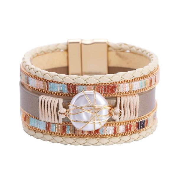 bangle ornapeadia multi-layer woven bracelet for women bohemian pu retro pearl piece magnetic clasp wholesale bangles, Black
bangle ornapeadia multi-layer woven bracelet for women bohemian pu retro pearl piece magnetic clasp wholesale bangles, Black