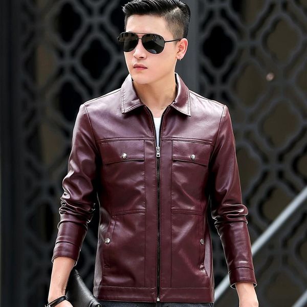 bomber leather biker jacket men's popular korean version of slim thick trendy jackets, Black
bomber leather biker jacket men's popular korean version of slim thick trendy jackets, Black