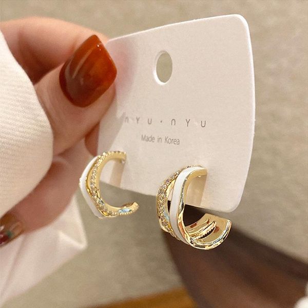 hoop & huggie allme temperament white enamel c shape earrings for women shiny rhinestones twist water wave fashion jewelry, Golden;silver
hoop & huggie allme temperament white enamel c shape earrings for women shiny rhinestones twist water wave fashion jewelry, Golden;silver