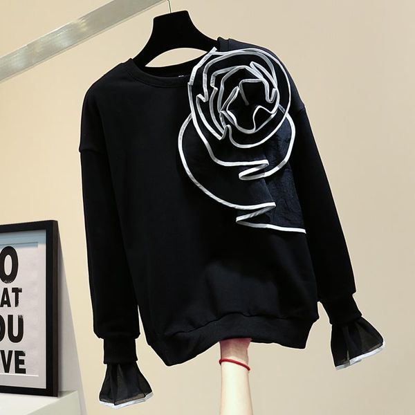 women's hoodies & sweatshirts ruffled three-dimensional flower long-sleeved for women korean loose pullover and sweatshirt autumn winte, Black
women's hoodies & sweatshirts ruffled three-dimensional flower long-sleeved for women korean loose pullover and sweatshirt autumn winte, Black