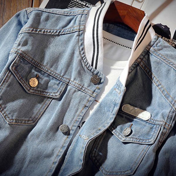 spring autumn mens fashion men trendy ripped denim coats bomber jackets male cowboy baseball jacket kg-22, Black;brown
spring autumn mens fashion men trendy ripped denim coats bomber jackets male cowboy baseball jacket kg-22, Black;brown