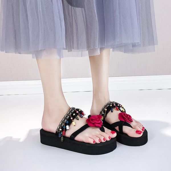 slippers summer beach women's sandals handmade flowers casual flat outside shoes zapatillas mujer lkf4, Black
slippers summer beach women's sandals handmade flowers casual flat outside shoes zapatillas mujer lkf4, Black