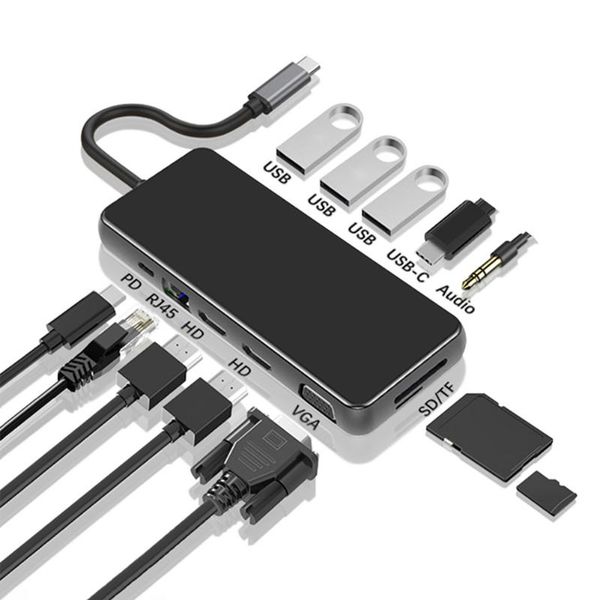 hubs type c to dual hdtv mst hub 12in 1 docking station -compatible adapter support usb 3.0 vga tf rj45 multi
hubs type c to dual hdtv mst hub 12in 1 docking station -compatible adapter support usb 3.0 vga tf rj45 multi