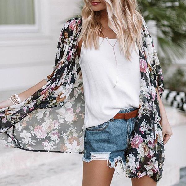 women's blouses & shirts floral print bohemian holiday beach bikini cover up beachwear fashion half sleeve plus size 2021 women summer, White
women's blouses & shirts floral print bohemian holiday beach bikini cover up beachwear fashion half sleeve plus size 2021 women summer, White