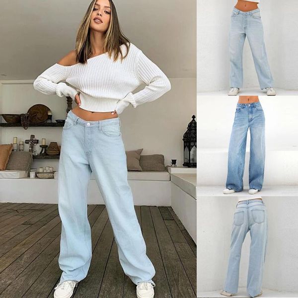 women's jeans women wide leg pants summer long high stretch blue trousers femme mom loose straight pantalon #t2q
women's jeans women wide leg pants summer long high stretch blue trousers femme mom loose straight pantalon #t2q