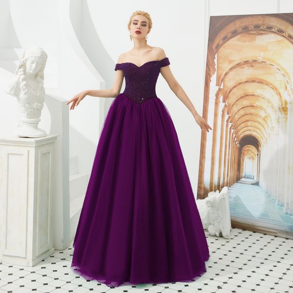 beaded off shoulder prom dresses long tulle party evening gowns vestido robe de soiree festa ball gown gala dress, Black
beaded off shoulder prom dresses long tulle party evening gowns vestido robe de soiree festa ball gown gala dress, Black