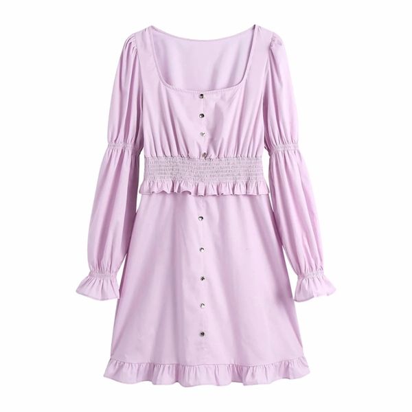 sweet woman purple square collar ruffles dress spring fashion ladies puff sleeve dresses female elastic waist 210515, Black;gray
sweet woman purple square collar ruffles dress spring fashion ladies puff sleeve dresses female elastic waist 210515, Black;gray