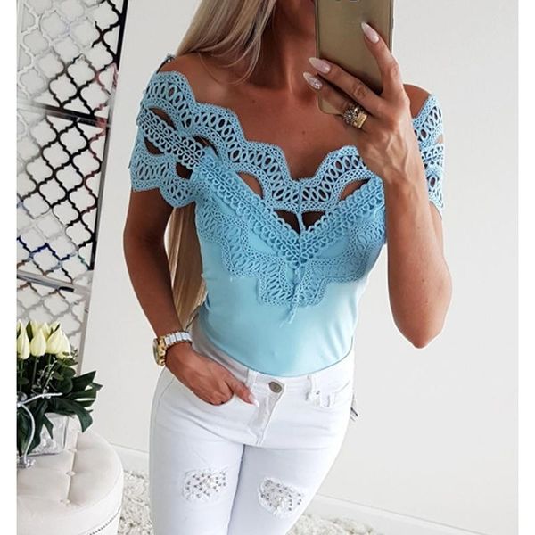 fashion women off shoulder lace blouses summer short sleeve female shirt hollow out casual blouse sj2112v women's & shirts, White
fashion women off shoulder lace blouses summer short sleeve female shirt hollow out casual blouse sj2112v women's & shirts, White