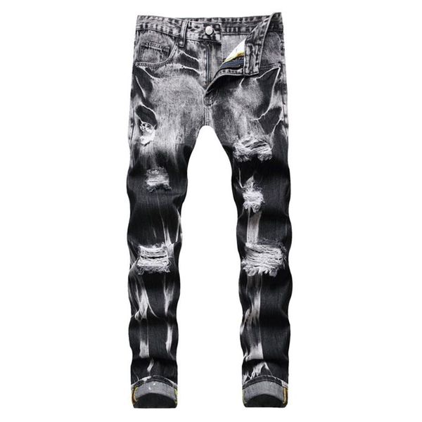 men's jeans men holes ripped denim trendy gray black straight pants casual tie and dye trousers, Blue
men's jeans men holes ripped denim trendy gray black straight pants casual tie and dye trousers, Blue