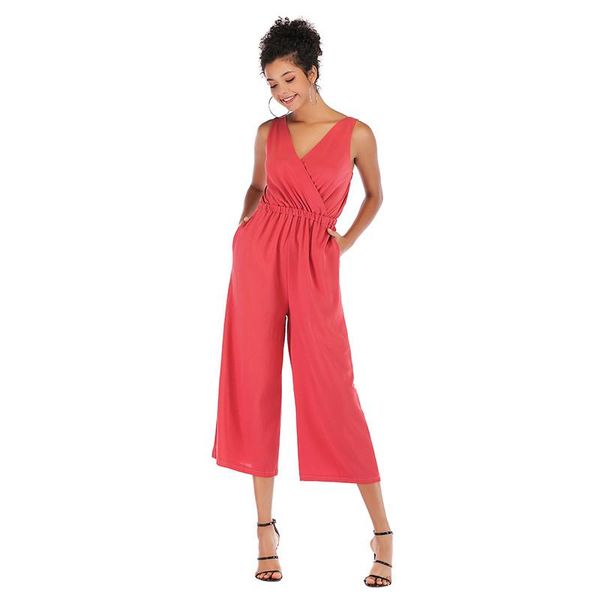 gym clothing 2021 summer fashion loose v-neck solid color female jumpsuit, light and breathable chiffon wide leg nine pants, White;black
gym clothing 2021 summer fashion loose v-neck solid color female jumpsuit, light and breathable chiffon wide leg nine pants, White;black