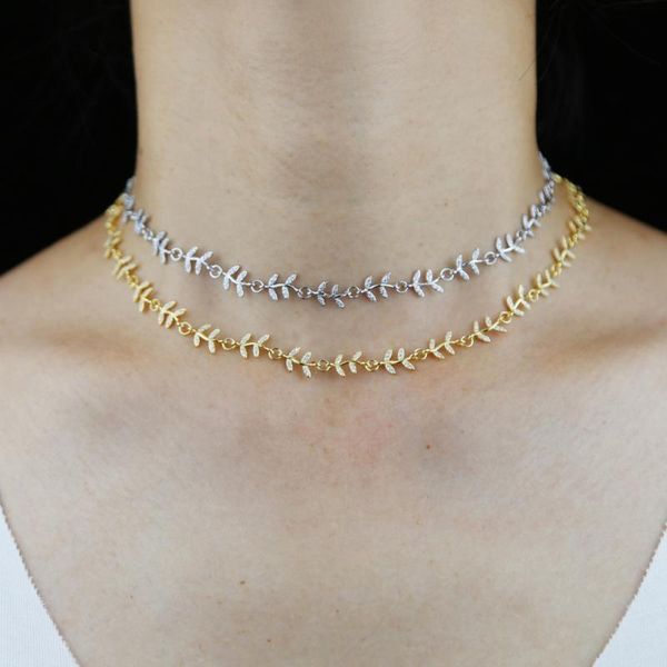 chains 2021 delicate design wheat leaves shape trendy women choker necklaces full clear cz paved gold silver plated luxury jewelry
chains 2021 delicate design wheat leaves shape trendy women choker necklaces full clear cz paved gold silver plated luxury jewelry