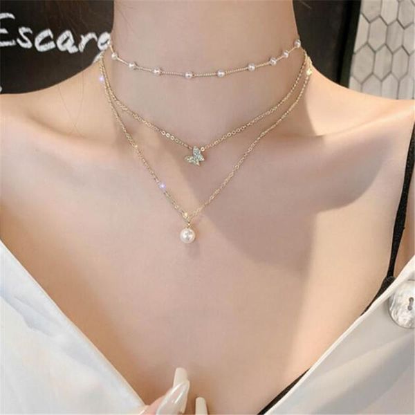 pendant necklaces elegant female multilayer pearl necklace crystal butterfly choker party women's gold color jewelry, Silver
pendant necklaces elegant female multilayer pearl necklace crystal butterfly choker party women's gold color jewelry, Silver