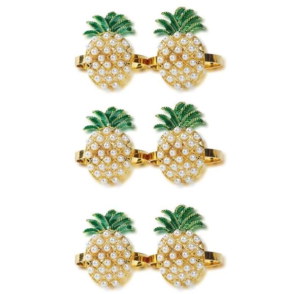6pcs cute napkin rings pineapple shape pearl beaded shining gold christening ban
6pcs cute napkin rings pineapple shape pearl beaded shining gold christening ban